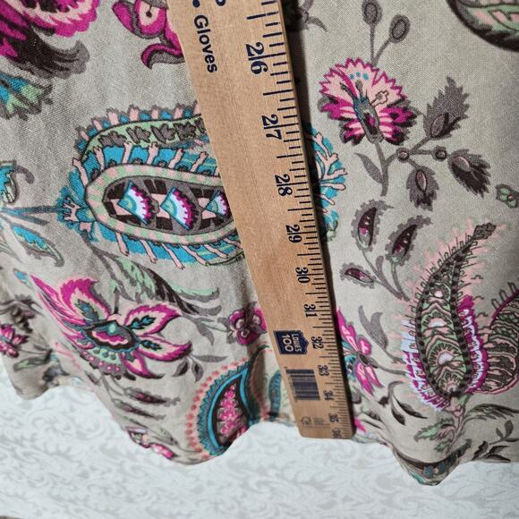 VTG East 5th Linen Blend Paisley Maxi Skirt sz 16W* Tan Beige Multi Floral Boho - Picture 11 of 12